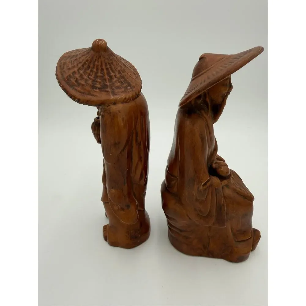 1970's Chinese Mud Med Statues PAIR